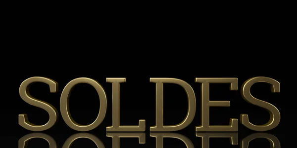 Gold Soldes Słowo Czarnym Tle Ilustracja — Zdjęcie stockowe