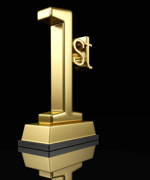 Zlatá První Místo Trophy Pohár Izolované Černém Pozadí Obrázek — Stock fotografie