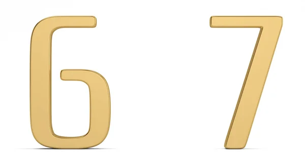 Золота Металева Цифра Ізольована Білому Тлі Ілюстрація — стокове фото
