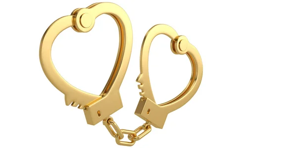 Handcuffs Form Heart Isolated White Background Illustration — Stock Photo, Image