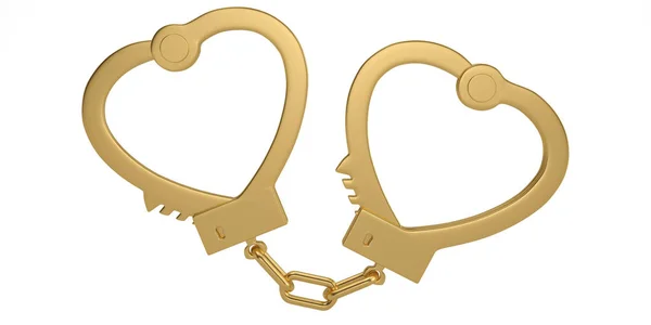 Handcuffs Form Heart Isolated White Background Illustration — Stock Photo, Image