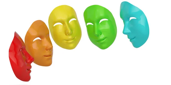 Glücklich Und Traurig Maske Isoliert Auf Weißem Hintergrund Illustration — Stockfoto