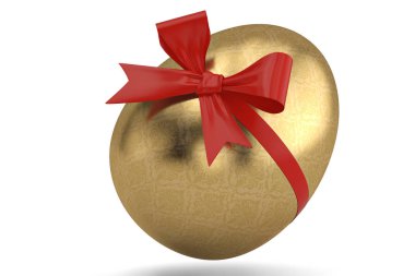 Altın Yay ve beyaz arka plan üzerinde 3d illüstrasyon izole yumurta.