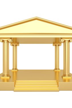 Beyaz arka plan üzerinde 3d illüstrasyon izole bir altın bina.