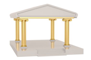Beyaz arka plan üzerinde 3d illüstrasyon izole bir banka binası.