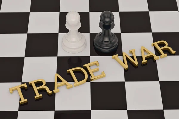 Concept of trade war chess board 3D illustration.