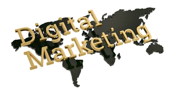 Palabra Marketing Digital Oro Concepto Marketing Digital Fondo Ilustración — Foto de Stock