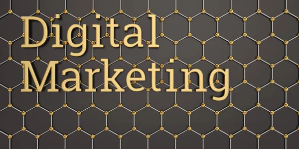 Golden digital marketing word  digital marketing concept background 3D illustration.
