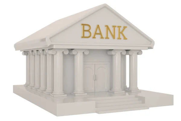 Bank Building Isolated White Background Illustration — Stock Photo, Image