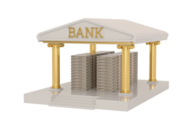 Bank Building Isolated White Background Illustration — Stock Photo, Image