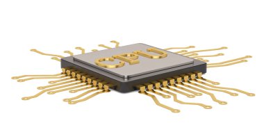 Merkez bilgisayar işlemcileri üzerinde CPU izole arka plan 3d resimde beyaz.
