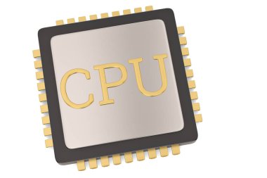 Merkez bilgisayar işlemcileri üzerinde CPU izole arka plan 3d resimde beyaz.