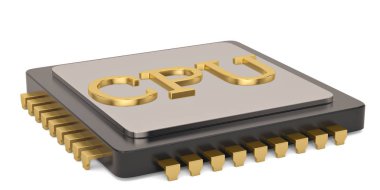 Merkez bilgisayar işlemcileri üzerinde CPU izole arka plan 3d resimde beyaz.