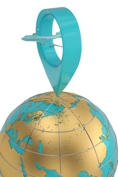 Gran Punto Mapa Con Ilustración Avión Globo — Foto de Stock