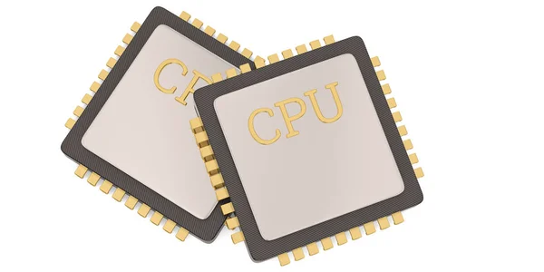 在白色背景3D 图上隔离的中央处理器处理器 Cpu — 图库照片