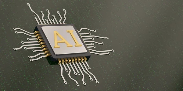 Central computer processors cpu with ai sign on black string background 3D illustration.