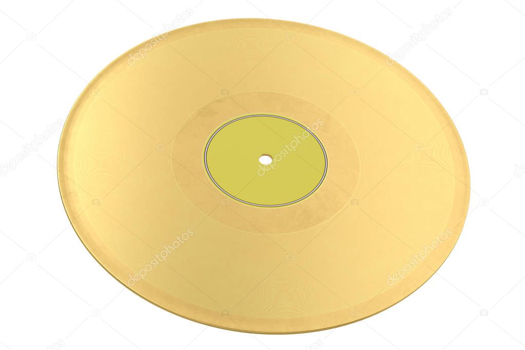 A golden record isolated on white background 3D illustration.