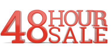 48 hour sale text isolated on white background 3D illustration. clipart