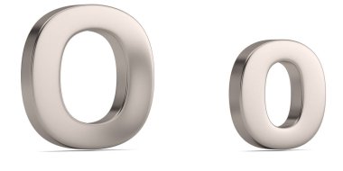 Beyaz arka plan üzerinde izole çelik sağlam alfabesinden harf o. 3D çizim.