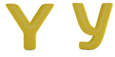 Parlak renk katı Alfabe harf y beyaz arka plan üzerinde izole. 3D çizim.