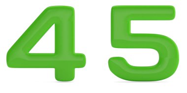 Parlak renk katı rakamı 4 ve 5 beyaz arka plan üzerinde izole. 3D çizim.