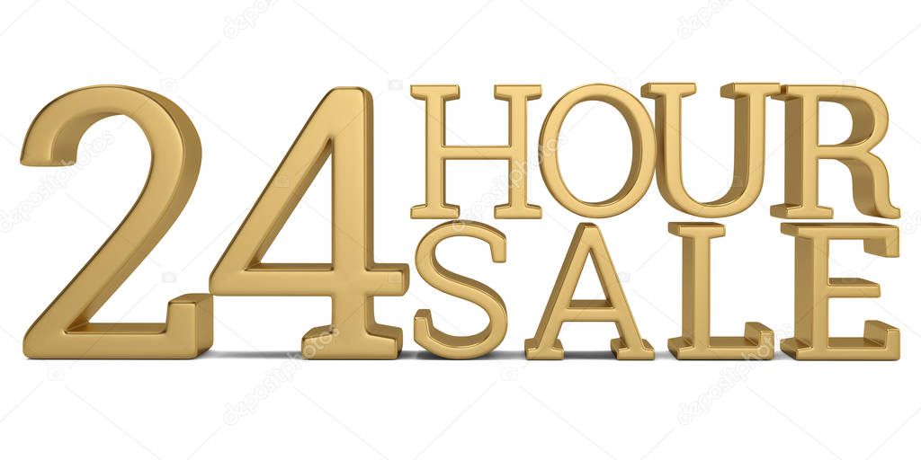 24 hour sale text isolated on white background 3D illustration.