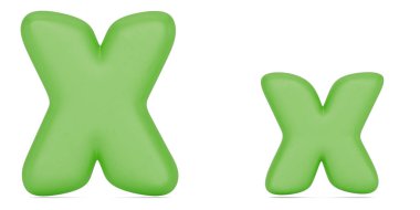 Şişman karikatür renk Alfabe harf x izole üzerinde beyaz arka plan. 3D çizim.