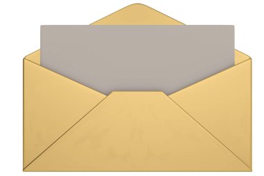 Altın posta beyaz arka plan üzerinde 3d illüstrasyon izole.