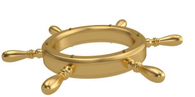Beyaz arka plan üzerinde 3d illüstrasyon izole gemi dümen.