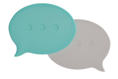 Beyaz arka plan üzerinde izole konuşma balonu. 3D çizim