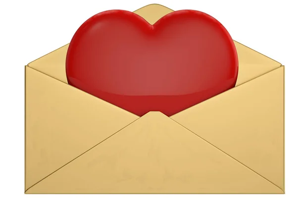 Láska Mail Srdcem Izolovaných Bílém Pozadí Obrázek — Stock fotografie