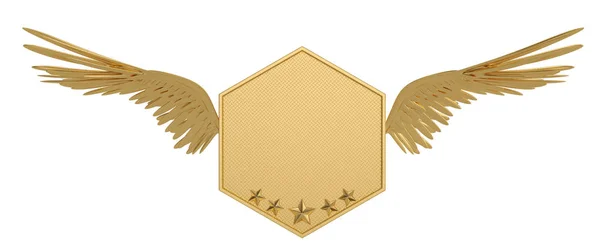 Gouden Vleugel Met Prikbord Geïsoleerd Witte Achtergrond Illustratie — Stockfoto