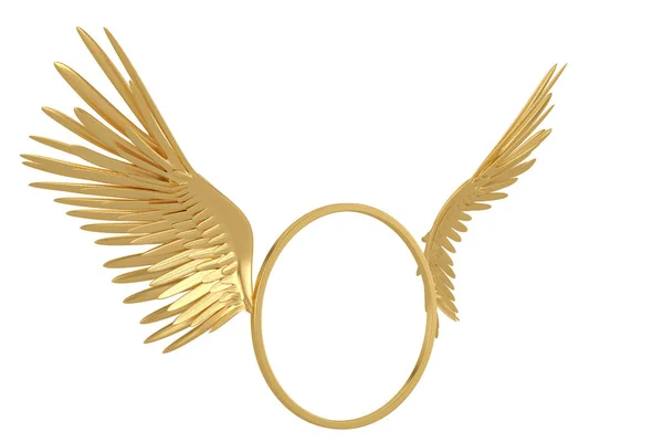 Χρυσό Κύκλο Φτερά Που Απομονώνονται Λευκό Φόντο Απεικόνιση — Φωτογραφία Αρχείου