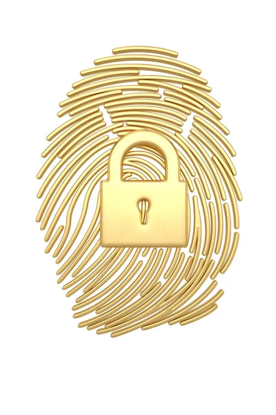 Identification Protection Concept Lock Fingerprint Isolated White Background Illustration — Stock Photo, Image