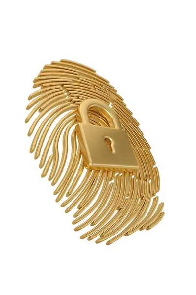 Identification Protection Concept Lock Fingerprint Isolated White Background Illustration — Stock Photo, Image