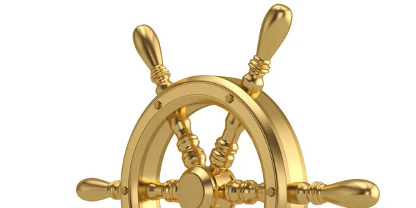 Gouden Schip Stuurwiel Geïsoleerd Een Witte Achtergrond Illustratie — Stockfoto
