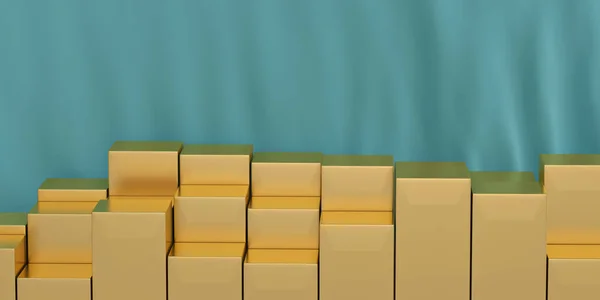 Luxury Background Blue Cloth Gold Cube Illustration — Stock Photo, Image