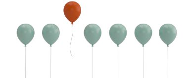 Beyaz arka plan üzerinde 3d illüstrasyon izole kırmızı ve mavi balonlar.