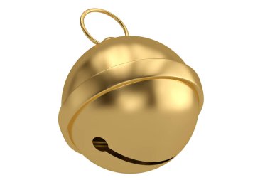 Beyaz arka plan üzerinde 3d illüstrasyon izole altın jingle bell
