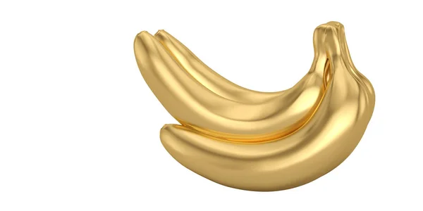 Gyllene Banana Isolerad Vit Bakgrund Illustration — Stockfoto