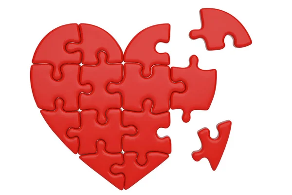 Puzzle Cuore Isolato Sfondo Bianco Illustrazione — Foto Stock