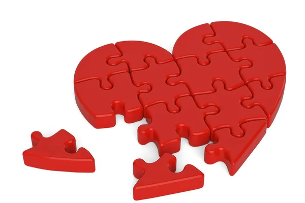 Puzzle Cuore Isolato Sfondo Bianco Illustrazione — Foto Stock