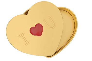 Beyaz arka plan üzerinde izole boş Kalp Sevgililer kutu. 3D çizim.