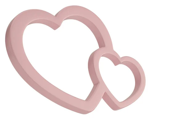 在白色背景3D 查出的粉红色心脏形状的框架3D — 图库照片
