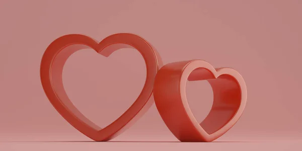 Roter Herzförmiger Rahmen Auf Rosa Hintergrund Illustration — Stockfoto