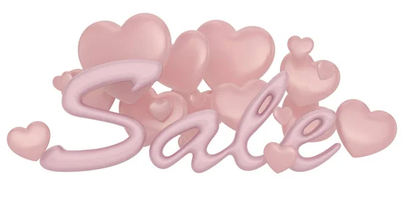 Hearts Sale Word Isolated White Background Illustration — Stock Photo, Image