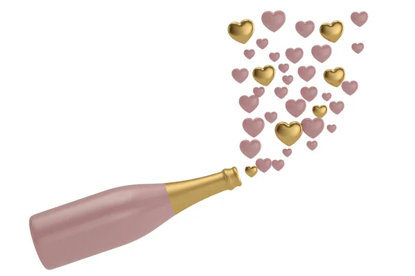 Champagne Hearts White Background Illustration — Stock Photo, Image