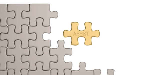 Puzzle Asset Word Sfondo Bianco Illustrazione — Foto Stock