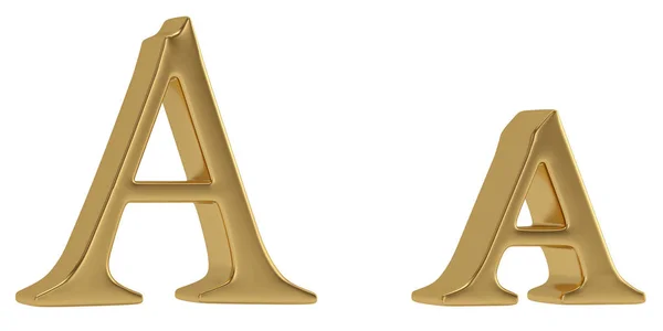 Guld Metall Ett Alfabet Som Isolerad Vit Bakgrund Illustration — Stockfoto