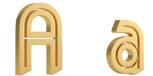 Gold Metall Ein Alphabet Isoliert Auf Weißem Hintergrund Illustration — Stockfoto